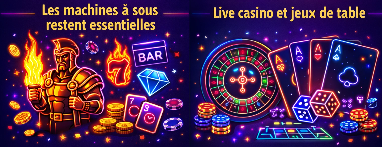 Les machines à sous restent essentielles / Live casino et jeux de table