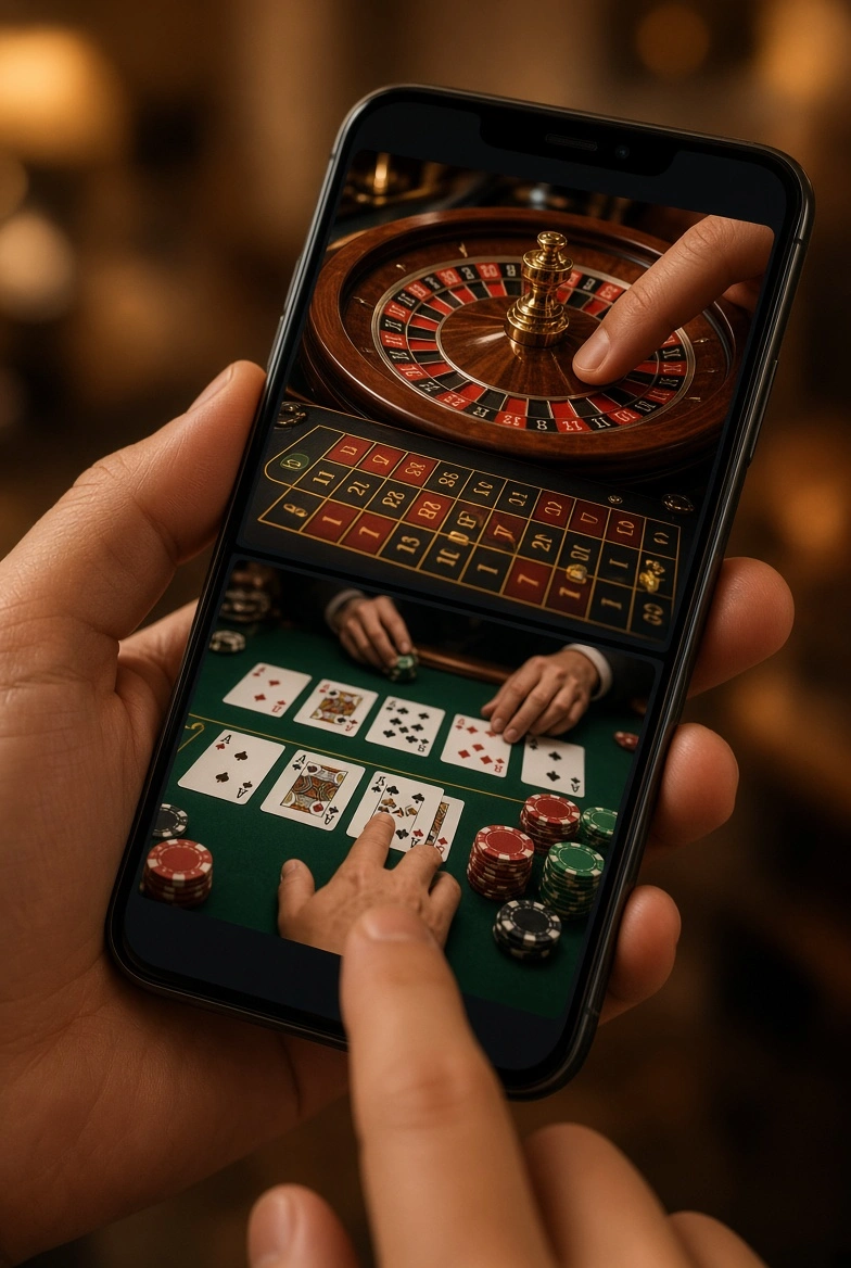 Casino mobile avec roulette et blackjack